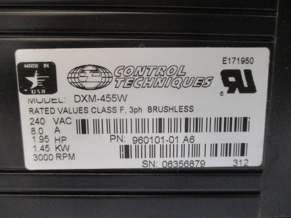 CONTROL TECHNIQUES DXM-455W 960101-01A6 240VAC 8.0A REV. A6 NSMP