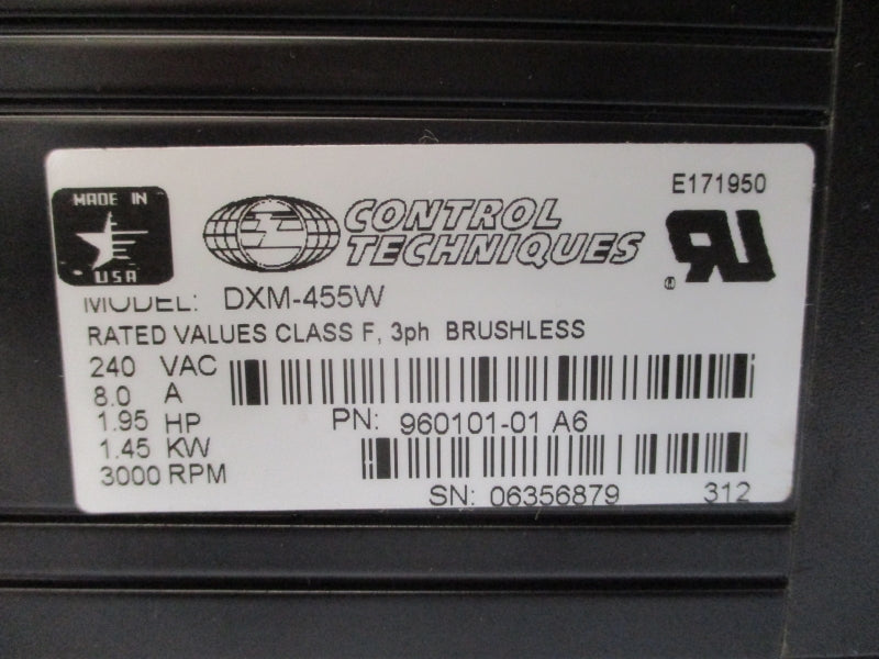 CONTROL TECHNIQUES DXM-455W 960101-01A6 240VAC 8.0A REV. A6 NSMP