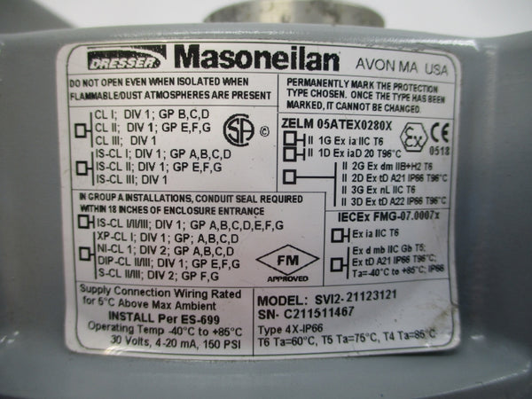 MASONEILAN SVI2-21123121 30V 150PSI UNMP