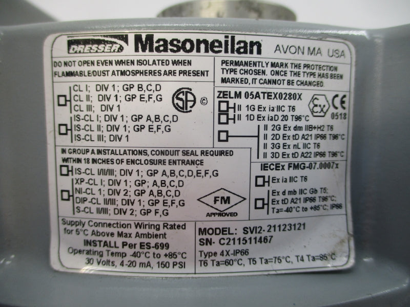 MASONEILAN SVI2-21123121 30V 150PSI UNMP