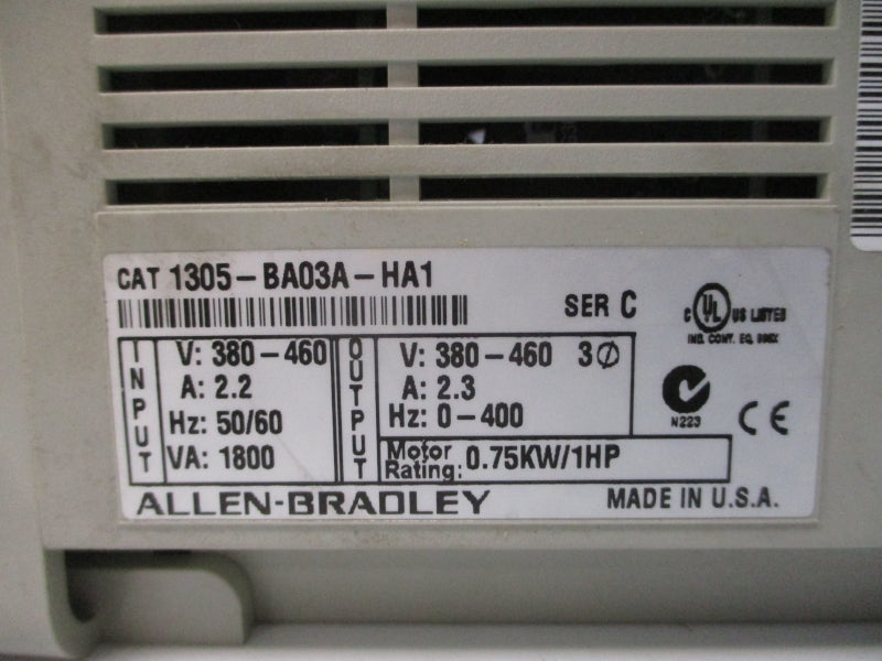 ALLEN BRADLEY 1305-BA03A-HA1 SER. C F/W 6.01 380-460V 2.2A NSMP