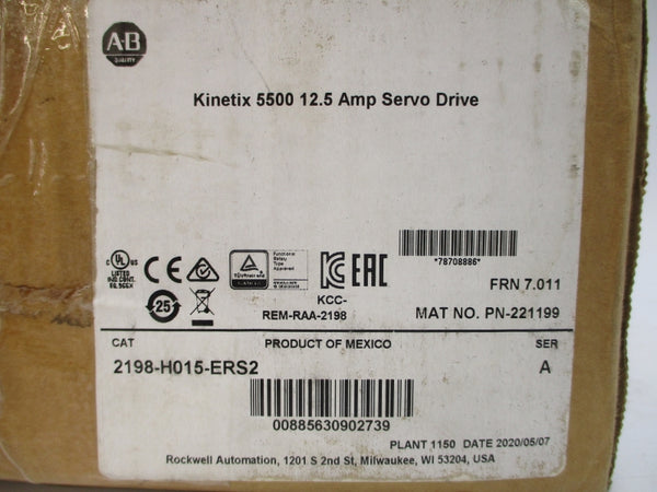 ALLEN BRADLEY 2198-H015-ERS2 SER. A F/W 7.011 195-264/324-528VAC NSMP