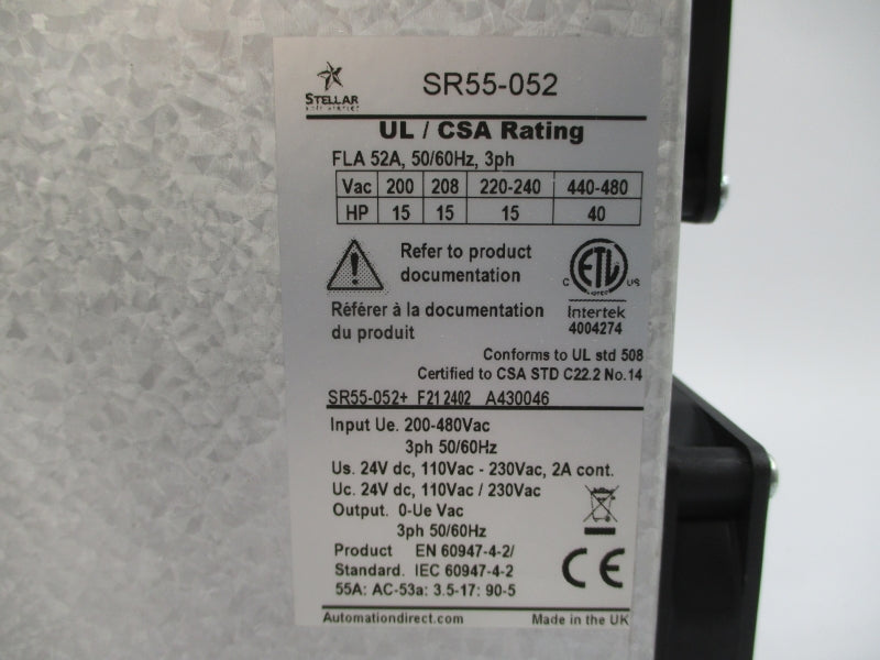 STELLAR SR55-052 480VAC 52A NSMP