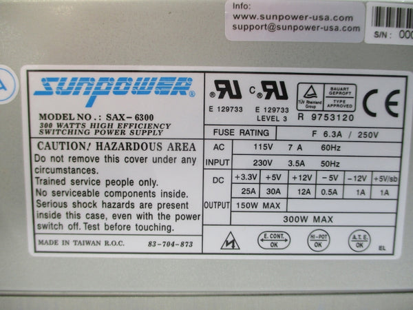 SUNPOWER SAX-6300 115/230V 7/3.5A NSMP