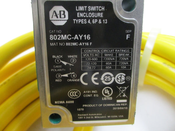 ALLEN BRADLEY 802MC-AY16 SER. F 120-600VAC (BR/WH) NSMP