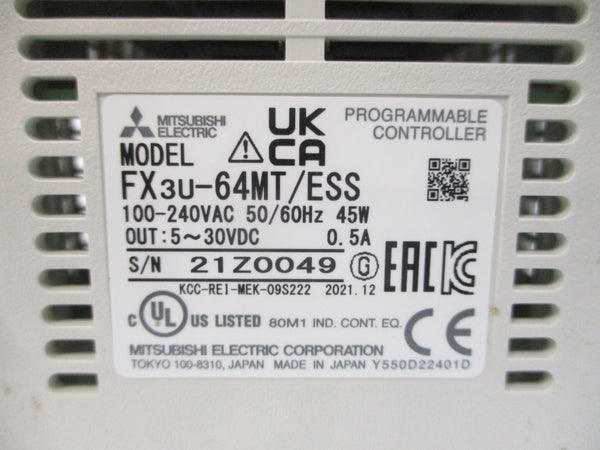MITSUBISHI FX3U-64MT/ESS 100-240VAC 0.5A NSMP