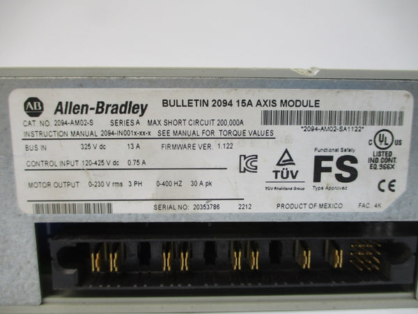 ALLEN BRADLEY 2094-AM02-S SER. A F/W 1.122 120-425VDC 0.75A UNMP