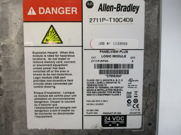 ALLEN BRADLEY 2711P-T10C4D9 SER. B 24VDC NSNP