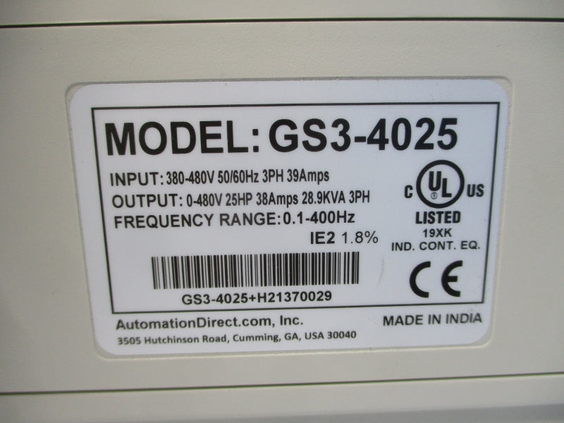 AUTOMATION DIRECT GS3-4025 GS3-4025+H21370029 380-480V 39A NSNP