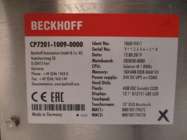 BECKHOFF CP7201-1009-0000 106019411 24VDC NSNP