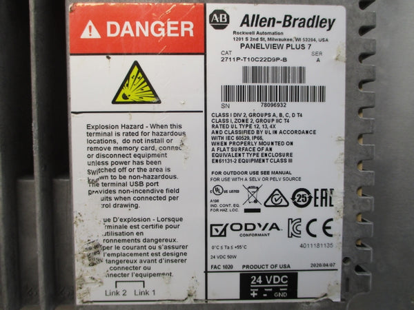ALLEN BRADLEY 2711P-T10C22D9P-B SER. A 24VDC UNMP