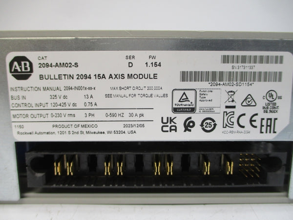 ALLEN BRADLEY 2094-AM02-S SER. D F/W 1.154 120-425VDC 0.75A NSMP