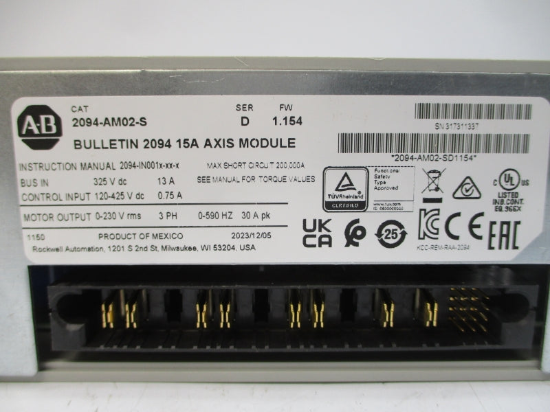 ALLEN BRADLEY 2094-AM02-S SER. D F/W 1.154 120-425VDC 0.75A NSMP