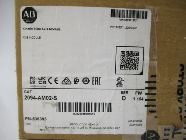 ALLEN BRADLEY 2094-AM02-S SER. D F/W 1.154 120-425VDC 0.75A NSMP