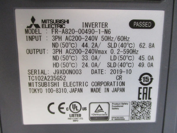 MITSUBISHI FR-A820-00490-1-N6 200-240VAC 44.2A NSMP