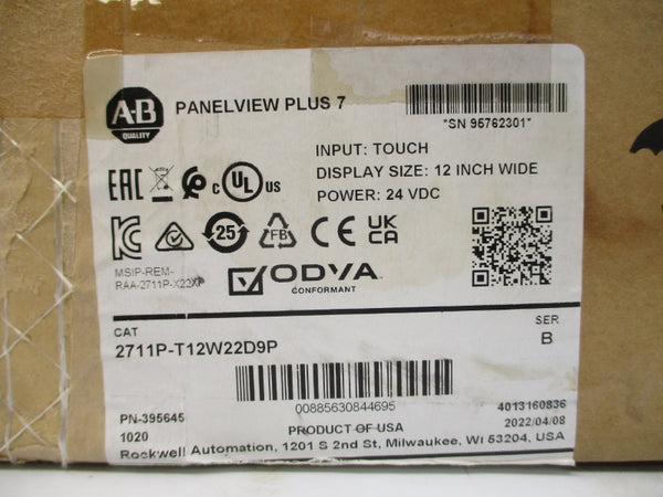 ALLEN BRADLEY 2711P-T12W22D9P SER. B 24VDC NSMP