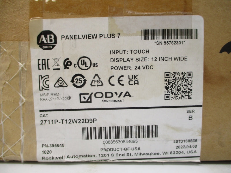 ALLEN BRADLEY 2711P-T12W22D9P SER. B 24VDC NSMP
