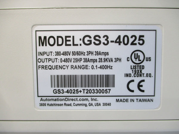 AUTOMATION DIRECT GS3-4025 GS3-4025+T20330057 380-480V 39A NSMP