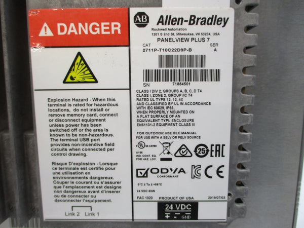 ALLEN BRADLEY 2711P-T10C22D9P-B SER. A 24VDC REMAN