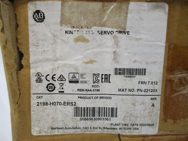 ALLEN BRADLEY 2198-H070-ERS2 SER. A F/W 7.012 195-264/324-528VAC NSMP