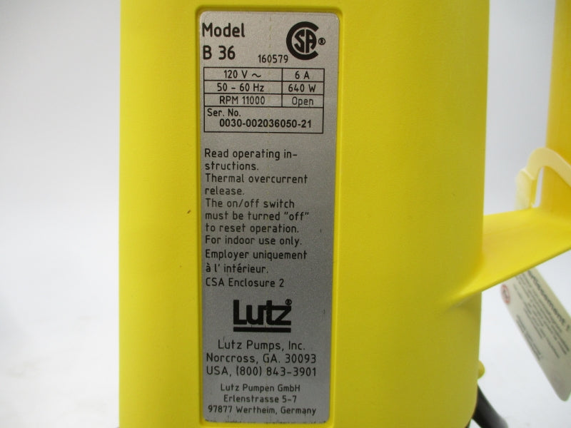 LUTZ 0030-002 B36 120V 6A NSMP