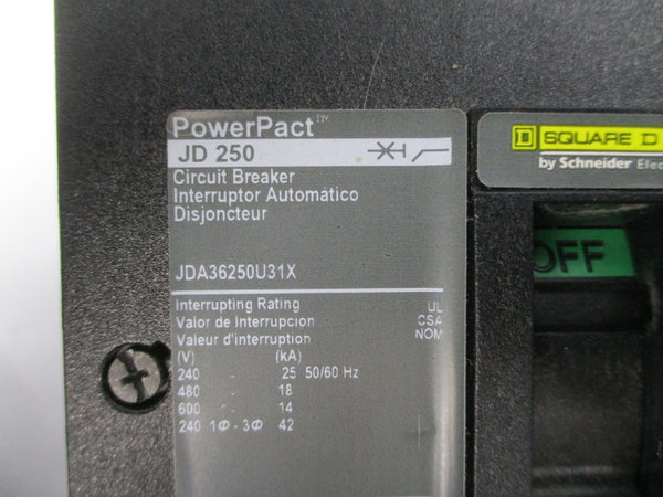 SQUARE D JDA36250U31X SER. 1 600V 250A NSNP