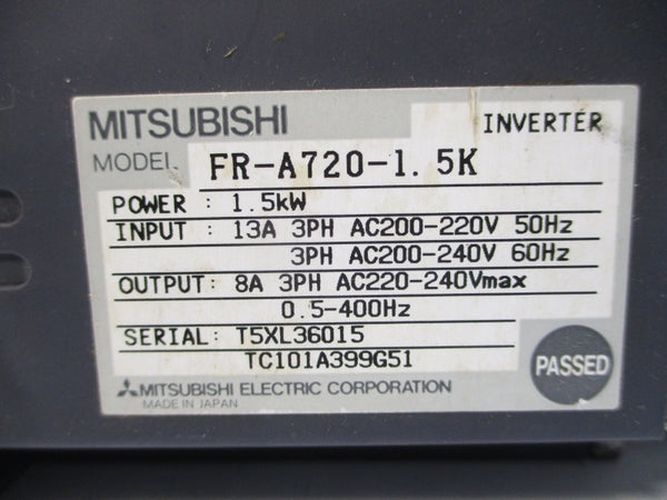MITSUBISHI FR-A720-1.5K 200-240V 13A (AS PICTURED) UNMP