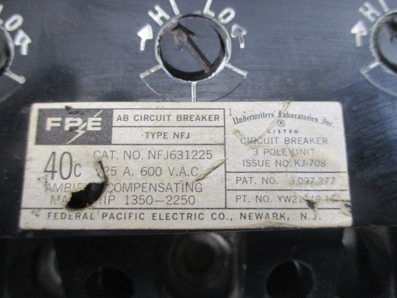 FPE NFJ631225 600VAC 225A UNMP
