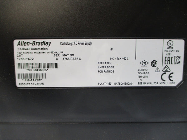 ALLEN BRADLEY 1756-PA72 SER. C NSMP