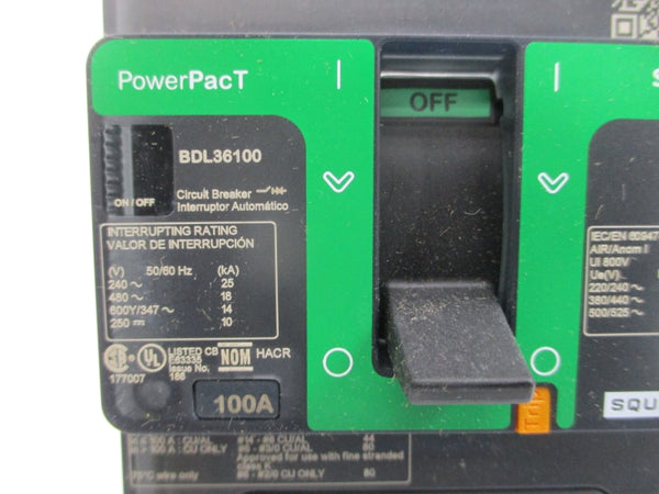 SCHNEIDER ELECTRIC BDL36100 480V 100A NSMP