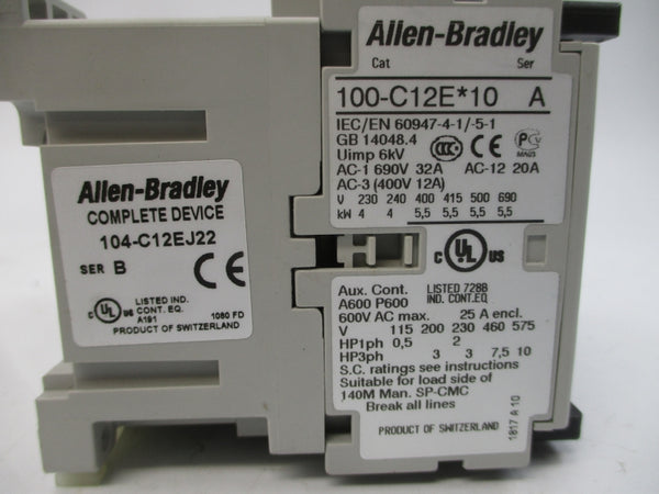 ALLEN BRADLEY 104-C12EJ22 SER. B 24VDC (BR/WH) NSMP