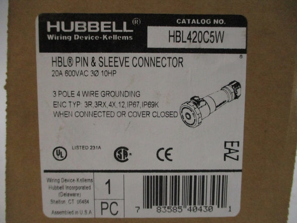 HUBBELL HBL420C5W 600VAC 20A NSMP
