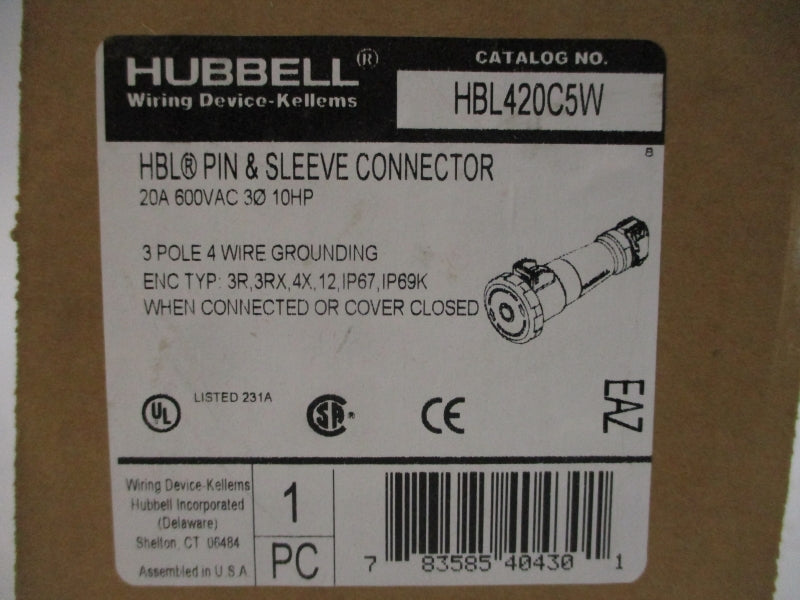 HUBBELL HBL420C5W 600VAC 20A NSMP