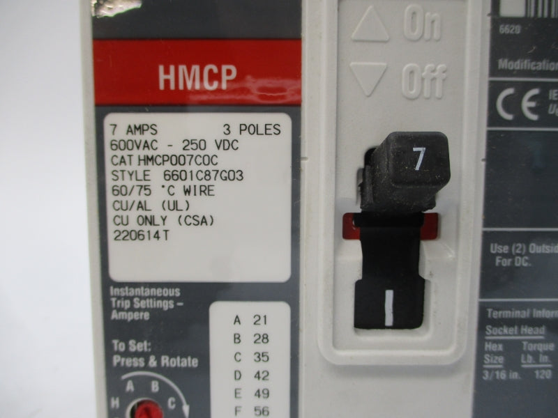 EATON HMCP007C0C 6601C87G03 SER. C 600VAC 7A NSMP