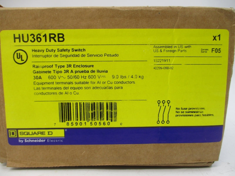 SQUARE D HU361RB SER. F05 600V 30A NSFS