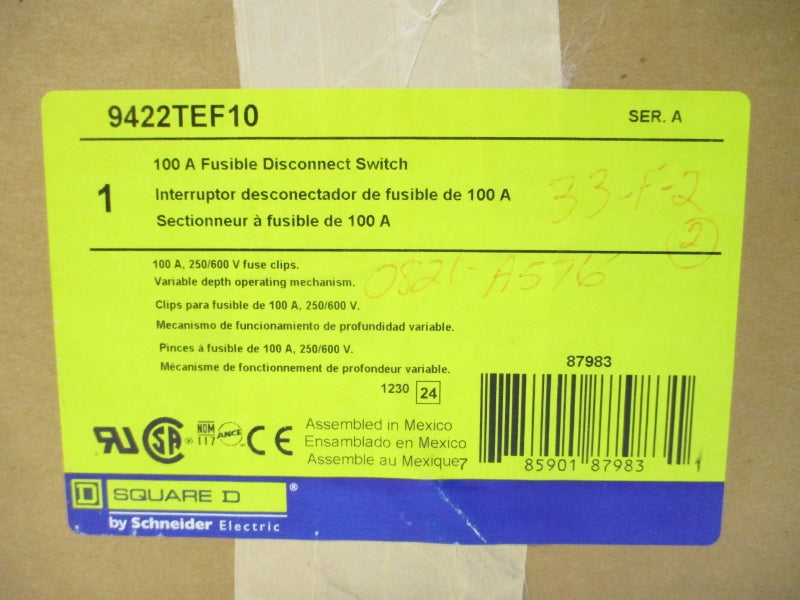 SQUARE D 9422TEF10 SER. A 600V 100A NSMP