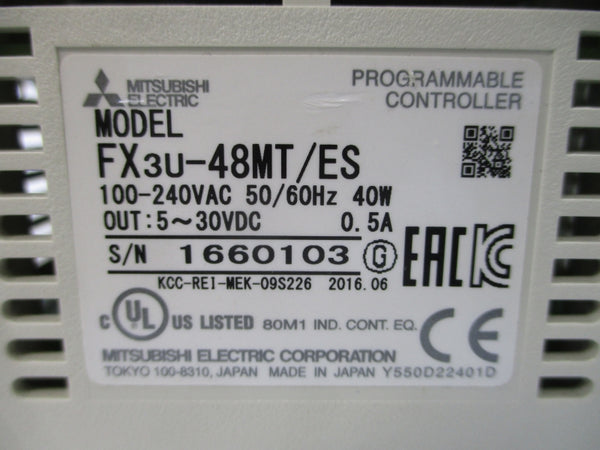MITSUBISHI FX3U-48MT/ES 100-240VAC (NO COVER) NSMP