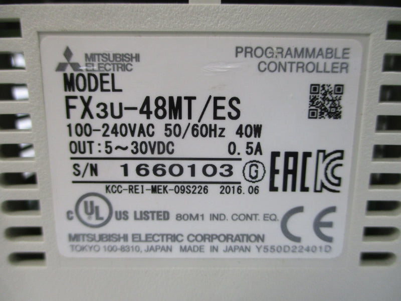 MITSUBISHI FX3U-48MT/ES 100-240VAC (NO COVER) NSMP