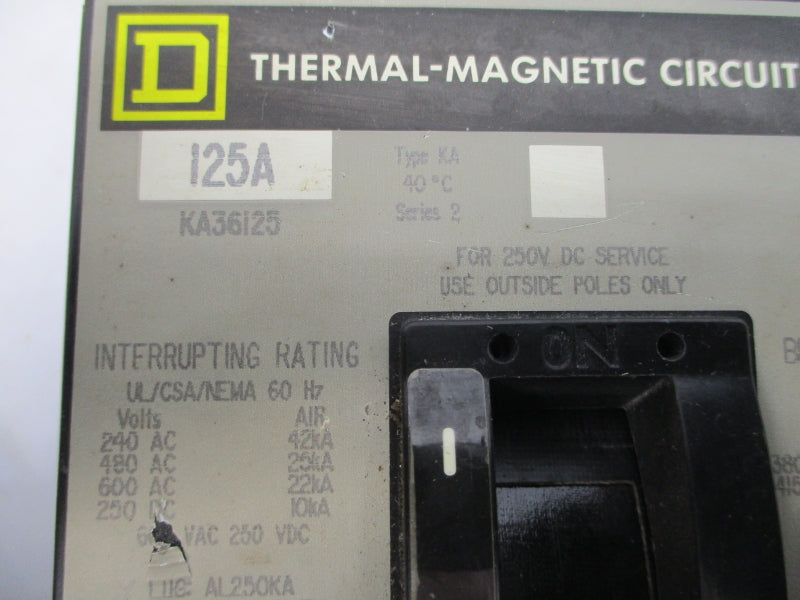 SQUARE D KA36125 SER. 2 600VAC 125A (GREY) UNMP