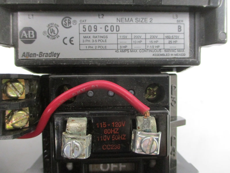 ALLEN BRADLEY 509-COD SER. B 110/115-120V (AS PICTURED) UNMP