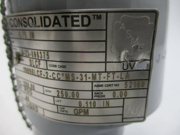 CONSOLIDATED 19096LCF-2-CC*MS-31-MT-FT-LA 250PSI 0.75" NSNP
