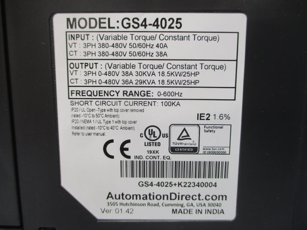 AUTOMATION DIRECT GS4-4025 380-480V 40A NSMP