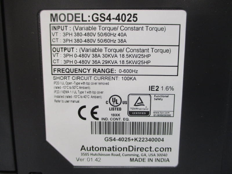 AUTOMATION DIRECT GS4-4025 380-480V 40A NSMP