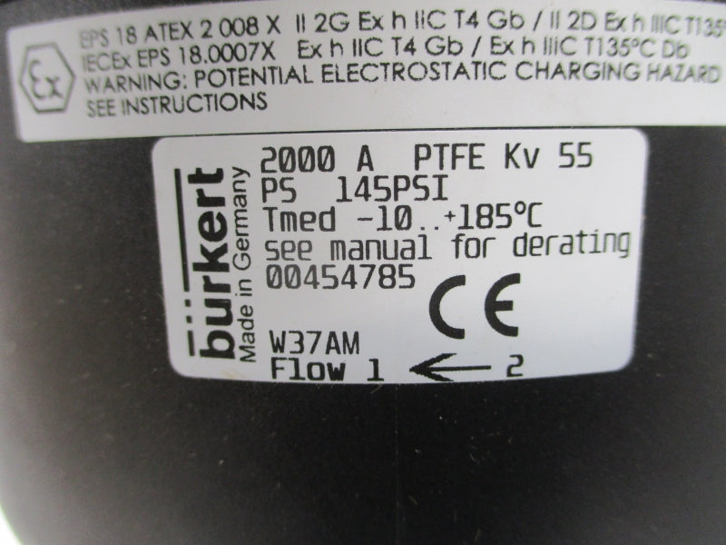 BURKERT 2000A2PTFEBZ 00454785 46-100PSI NSMP
