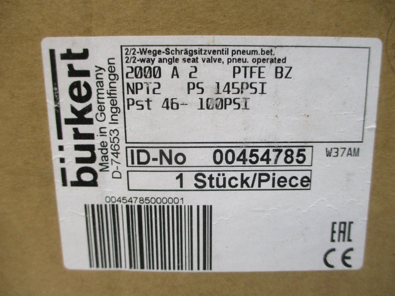 BURKERT 2000A2PTFEBZ 00454785 46-100PSI NSMP