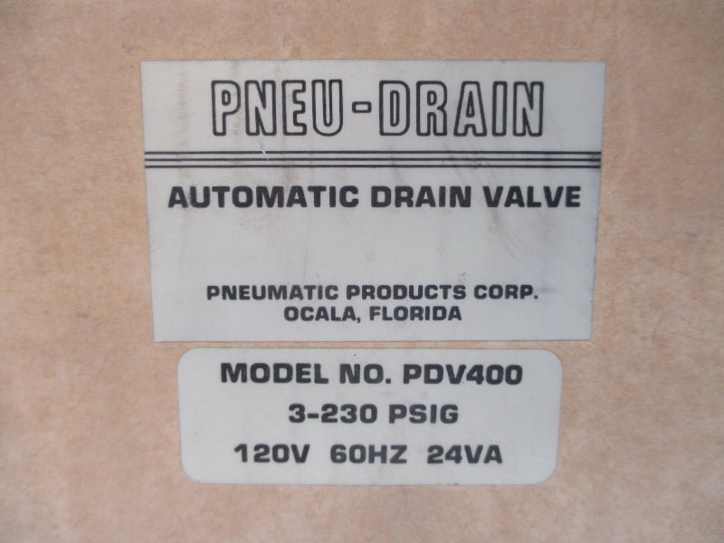 PNEUMATIC PRODUCTS PDV400 120V 3-230PSI NSMP