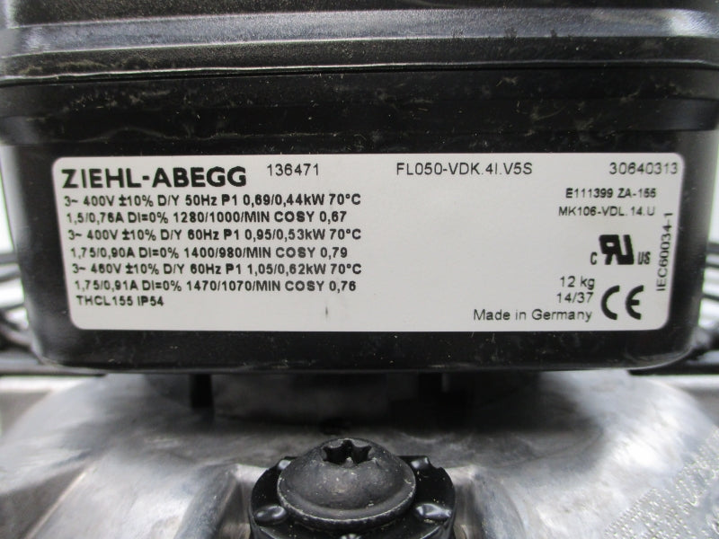 ZIEHL-ABEGG FL050-VDK.4I.V5S 460V 1.75/0.91A NSMP