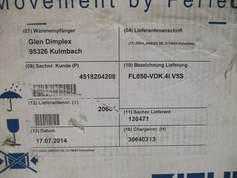 ZIEHL-ABEGG FL050-VDK.4I.V5S 460V 1.75/0.91A NSMP