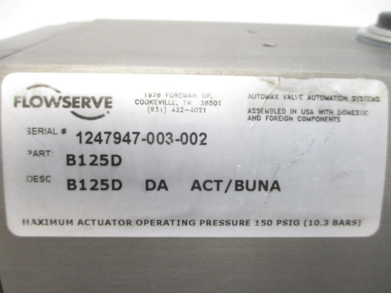 FLOWSERVE B125D DA ACT/BUNA 150PSI NSNP