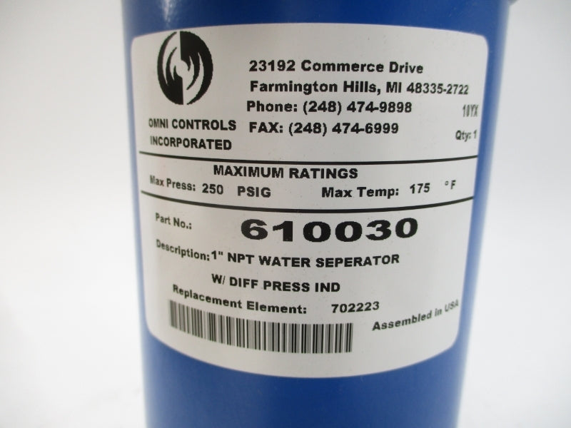 OMNI CONTROLS 610030 250PSI 1" NSMP